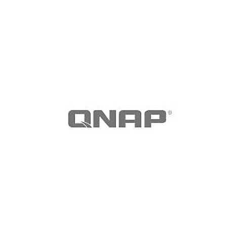Das graue QNAP-Logo auf weißem Hintergrund.