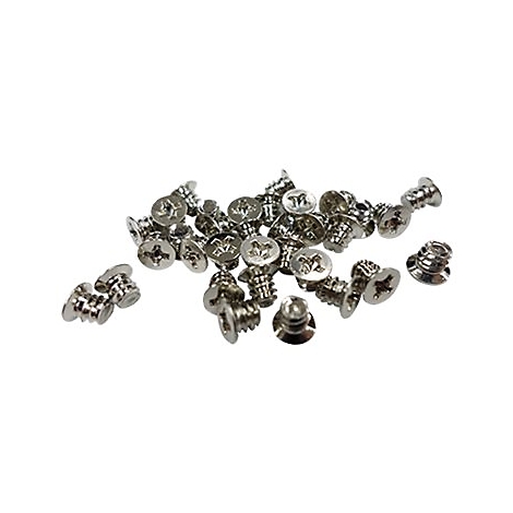 Nahaufnahme von silbernen Schrauben mit Kreuzschlitz, auf hellem Hintergrund. Die Schrauben sind unterschiedlich angeordnet.