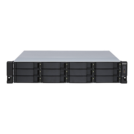 Ein Serverschrank mit schwarzen LaufwerksschÃ¤chten. Oben silber, unten schwarz.