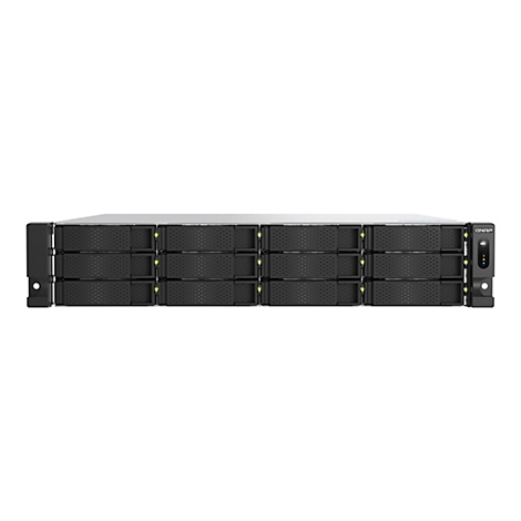Ein schwarzes Server-Rack auf weiÃŸem Hintergrund mit mehreren Schubladen und Bedienelementen.