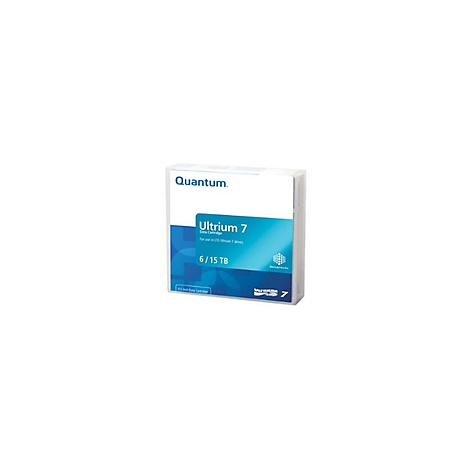 WeiÃŸes Rechteck mit blauem Etikett, Quantum Ultrium 7, 6/15 TB.