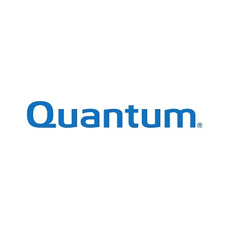 Blaues Quantum-Logo auf weißem Hintergrund.