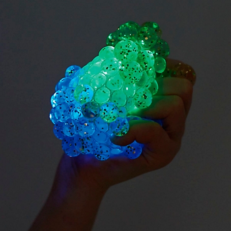 Kunststoff Glitzer Quetschbälle mit Licht mit LED-Wechsellicht 12-tlg 