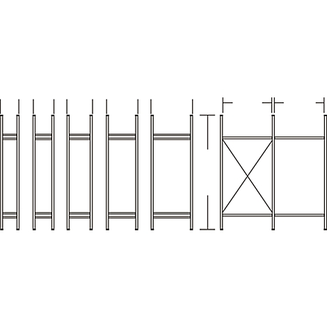 Construction drawing of a scaffold with dimensions.