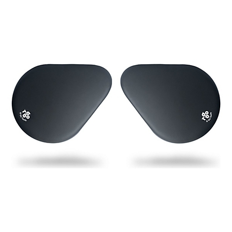 Deux repose-poignets ergonomiques gris avec logo blanc sur fond blanc.