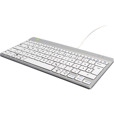 R-Go Tools Tastatur Compact Break, ergonomisch, USB-C, QWERTZ Deutsch, weiß