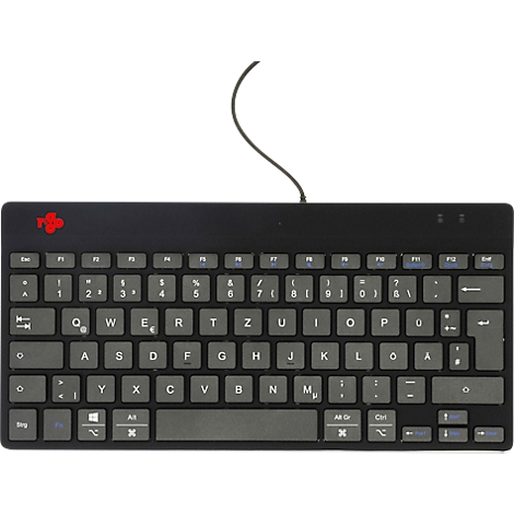 R-Go Tools Tastatur Compact break, USB/USB-C, QWERTZ Deutsch, L 285 x H 10 mm, schwarz