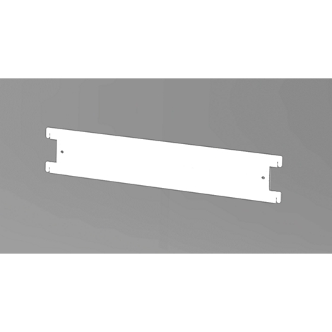 White, rectangular component with recesses at the ends and two small holes, against a grey background.