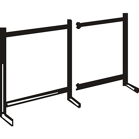 Two black metal frames, which can be connected via plug connections. The frame has a square shape with feet.