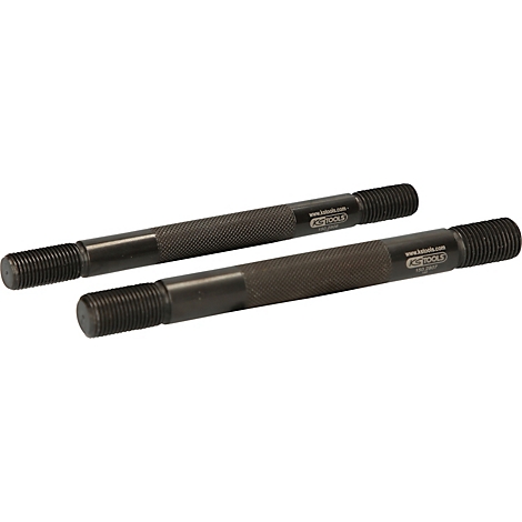 Zwei schwarze Werkzeugstifte mit gerändelten Griffen und Gewinden. Auf einem steht KS TOOLS.