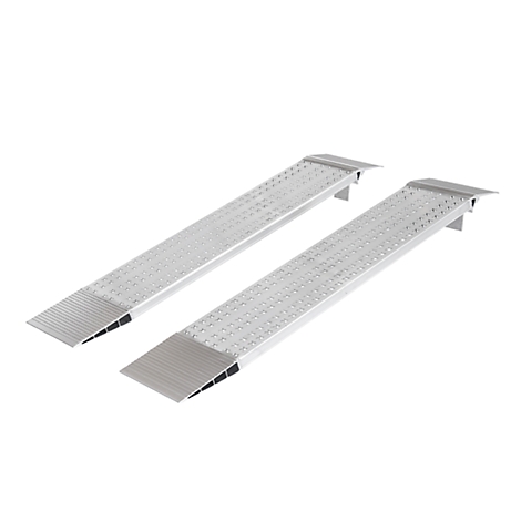 Deux rampes argentées, avec une surface nervurée, sur fond blanc. Elles sont disposées en biais.