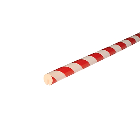 Een rood-wit gestreepte paal die diagonaal van linksonder naar rechtsboven loopt.