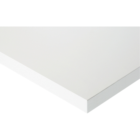 Close-up of a white table top with visible edge and corner details.