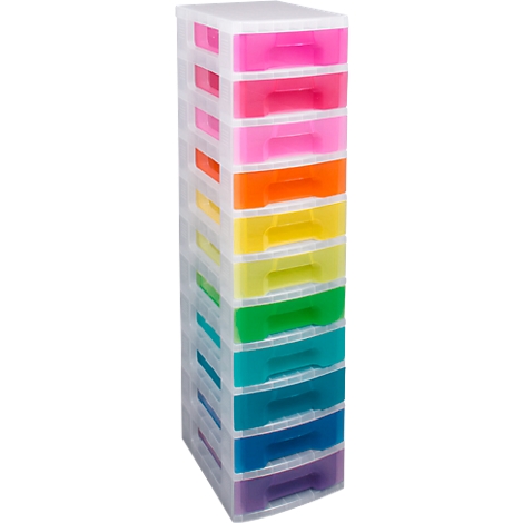 Really Useful Box Aufbewahrungs-Boxenturm Regenbogen-Farben Behälter Schubladen 