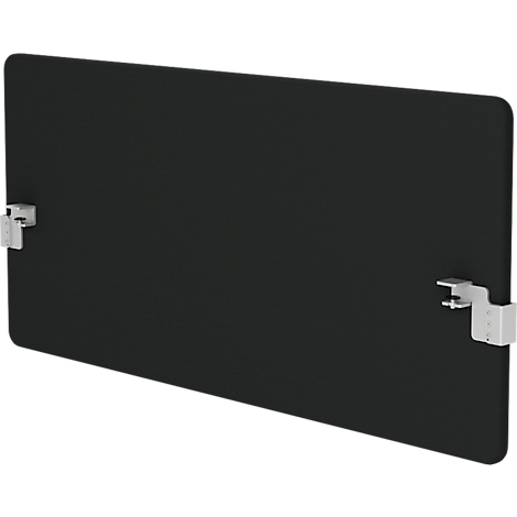 Black rectangular panel with two silver brackets for mounting.