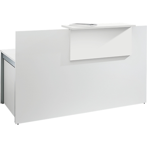 Witte receptiebalie met een kleine plank. Modern design.