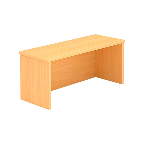 A rectangular desk in a light wood look. The sides and front are closed, creating an open work surface.