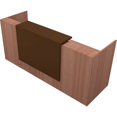 Detail shot of a brown, rectangular metal element attached to a wooden frame.