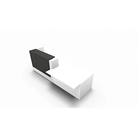 3D model of a white couch with a black back, standing on a white background.
