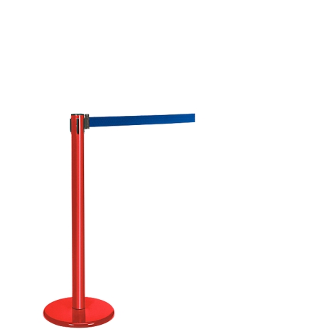 Red stanchion with blue band. The stanchion stands against a white background.