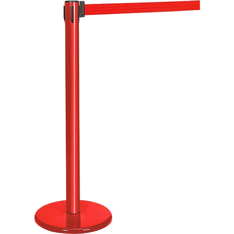 Red stanchion with a red band extending to the right.