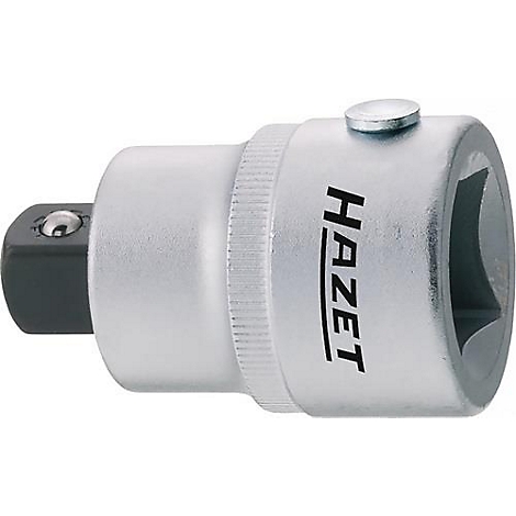 Silberfarbener HAZET-Adapter für Werkzeug, mit quadratischem und sechseckigem Ende.