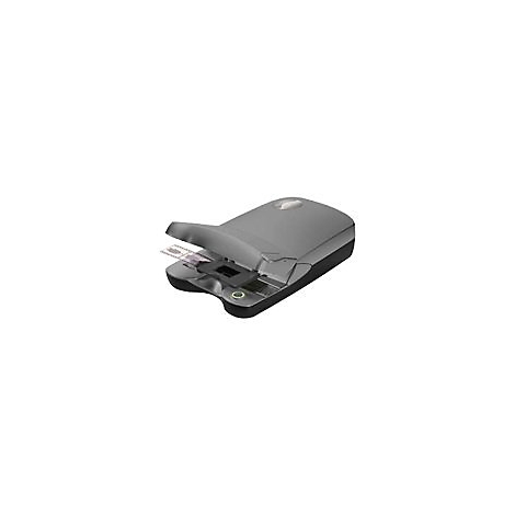 Ein graues Handscanner-Gerät, in das ein kleiner Objektträger eingelegt wird.