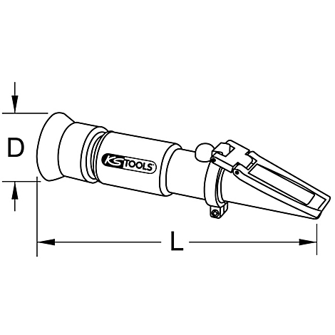 Technisches Bauteil mit Aufschrift 'KS TOOLS' und Maßangaben D und L.