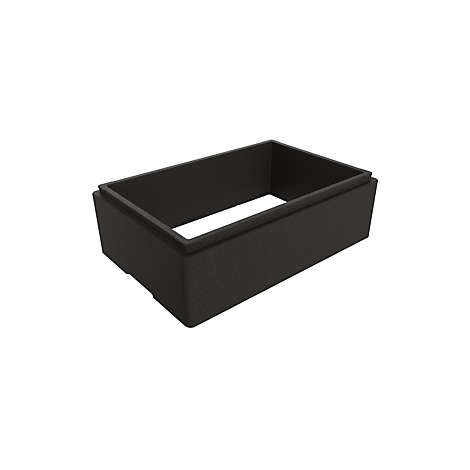 Récipient rectangulaire noir avec bord surélevé.