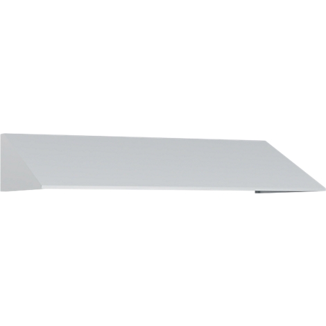 Objet rectangulaire gris avec une surface légèrement biseautée et des angles vifs. L'objet repose sur une surface blanche.