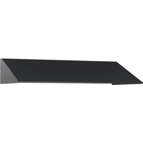 Élément rectangulaire foncé avec un coin incliné. Triangle gris à gauche, zone noire à droite.