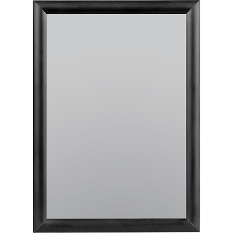 Rectangular mirror with a black frame.