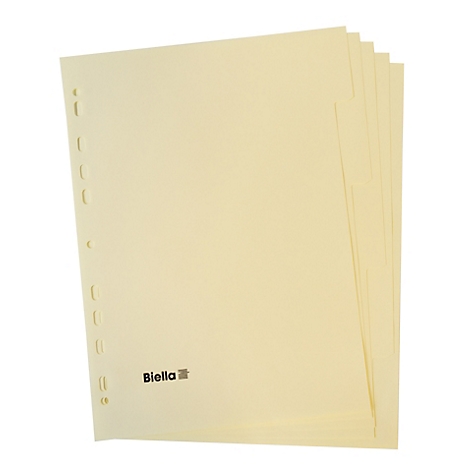 Plusieurs feuilles perforées jaunes avec l'inscription "Biella".