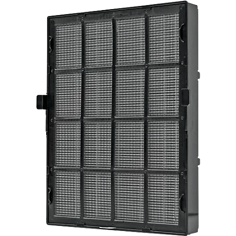 A black air filter with a grid-like pattern, divided into 16 rectangular sections.