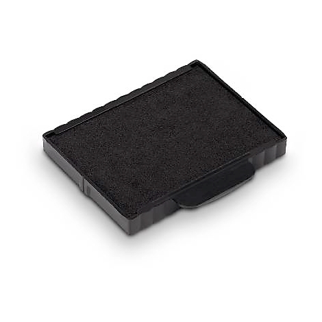 Black ink pad with handle. Rectangular shape, deep, dark surface.