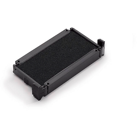 Black ink pad in a black plastic holder. The pad itself is rectangular and slightly textured.