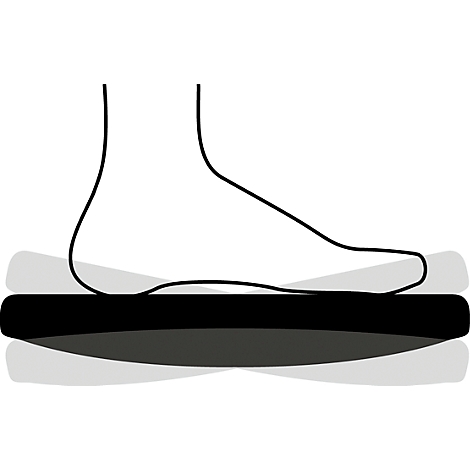 Dessin en noir et blanc : un pied se tient sur une forme rectangulaire sombre, entourée d’autres formes.