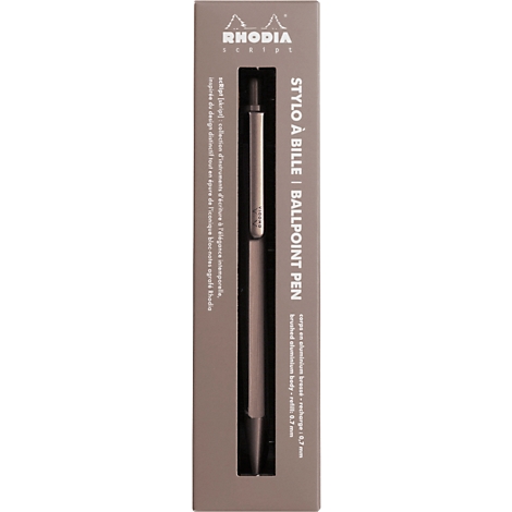 Stift in grauer Verpackung mit Aufschrift "RHODIA".