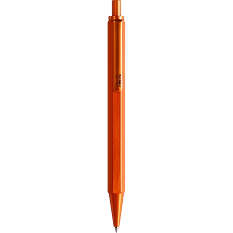 Metallstift in Orange mit spitzem Ende. Die Form ähnelt einem Tropfen.