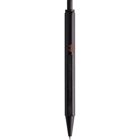 Zylindrischer Metallstift, schwarz, konisch zulaufend. Oben ein dunklerer Bereich, in der Mitte mit Schriftzeichen.