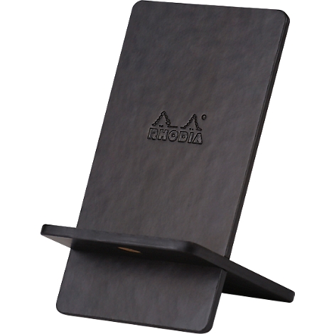 Black pen holder angled upwards. The RHODIA logo is visible on the top left.