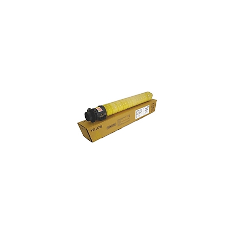 Gelbe Tonerkartusche und Box. Aufschrift "YELLOW GENUINE".