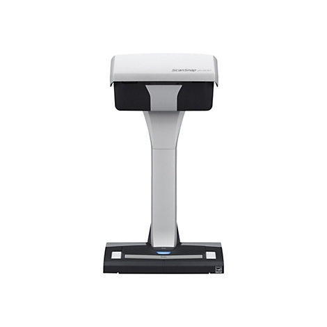 Un scanner de documents ScanSnap SV600 gris et blanc sur fond blanc.