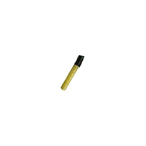 Ein gelber Marker mit schwarzem Griff und grüner Spitze, diagonal vor weißem Hintergrund.