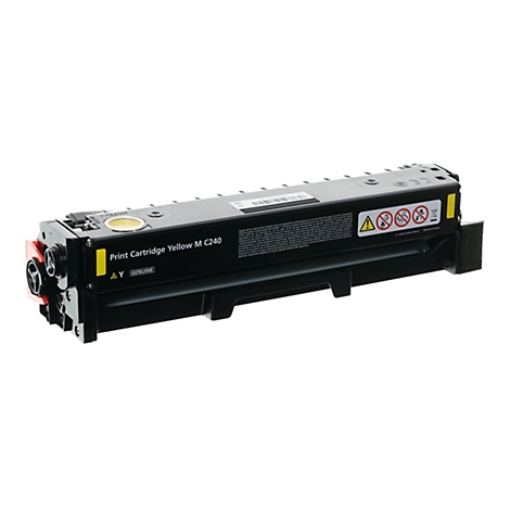 Gelbe Tonerkartusche Print Cartridge Yellow M C240 auf weißem Hintergrund.