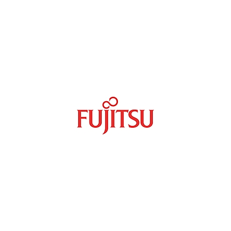 Fujitsu-Logo in Rot, mit Unendlichkeitszeichen und Schriftzug.
