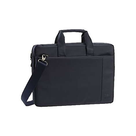 Dunkelblaue Laptoptasche mit Tragegriff und Schultergurt. Goldfarbene ReiÃŸverschlÃ¼sse und MetallverschlÃ¼sse.
