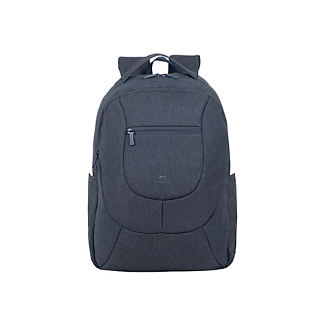 Dunkelblauer Rucksack mit ReiÃŸverschluss-Taschen und Tragegriff auf weiÃŸem Hintergrund.