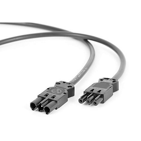 Two black cables with plugs. The plugs are shown against a white background.
