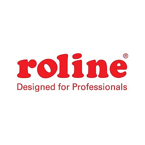 Rotes Firmenlogo von Roline mit dem Schriftzug Designed for Professionals.